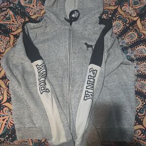 PINK Victoria's Secret Kids Gray and Black Hoodie